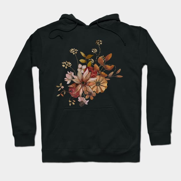 Autumn Watercolor Flowers with glitter on a light background Hoodie by From Mars